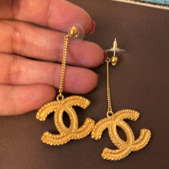 Chanel Gold Logo Drop Earrings - Picture 6 of 10